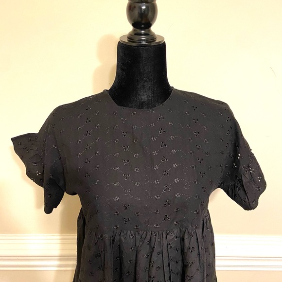 Pretty Little Thing Womens Black Broderie Anglaise Smock Dress Size UK 6 EUR 34 - Picture 9 of 16